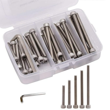 

30 PCS M6 x 40mm 45mm 50mm 55mm 60mm Stainless Steel Socket Head Cap Screws with Free Hex Wrench Hex Drive Metric Threaded Socket Screws Assortment 304 Stainless Steel 18-8 Full Thread
