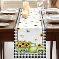 thumbnail image 3 of Table Runners 72 Inches Long Dress Scarves, Sunflowers Farmhouse Kitchen Table Runner, Coffee Tablerunners, Spring Farmhouse Country Truck Floral Black Plaid 14x72 Inch, 3 of 9