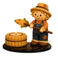 thumbnail image 2 of Resin Roasting Scarecrow Figurine Candle Statue, Halloween Tealight Candle Holder, Cute Campfire Themed Tealight Holder, for Farmhouse, Mantel, Tabletop, Home Decor, 2 of 6