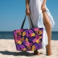 thumbnail image 3 of Wukai Purple Flower Print Zipper Bag,large Beach Tote Bag,Waterproof Sandproof Bag,Grocery and Picnic Tote Travel Bag, 3 of 5
