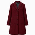 thumbnail image 3 of Afelkas Women Winter Wool Coat Single Breasted Notched Lapel Knee Length Midi A-Line Peacoat with Pockets, 3 of 5