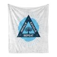 thumbnail image 1 of Inhale Exhale Soft Flannel Fleece Throw Blanket, Spa Yoga in Triangle with Tree of Life Tranquil Graphic, Cozy Plush for Indoor and Outdoor Use, 50" x 70", Night Blue and White, by Ambesonne, 1 of 6