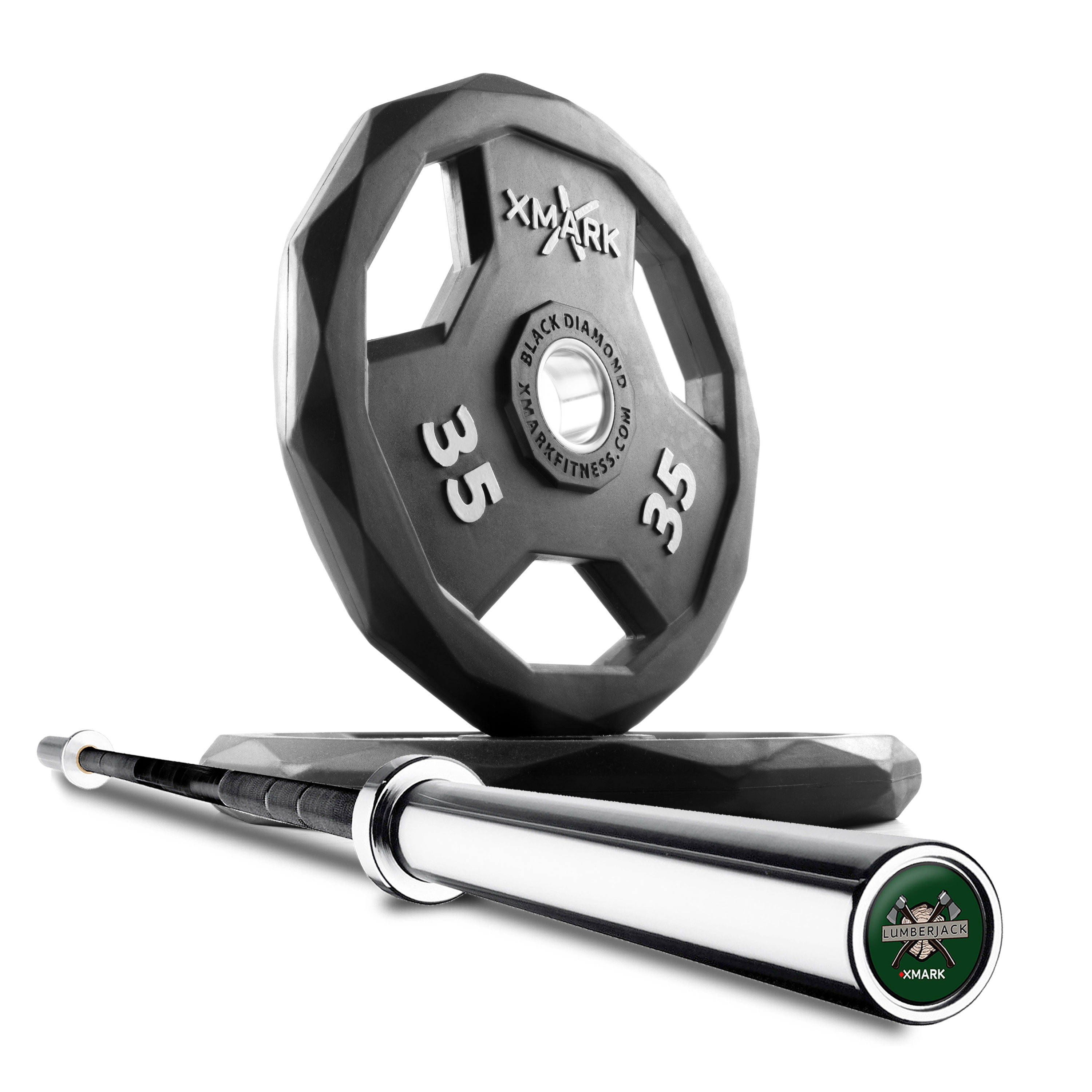 XMark LUMBERJACK 7 Olympic Barbell Weight Set with 35 lb Pair BLACK