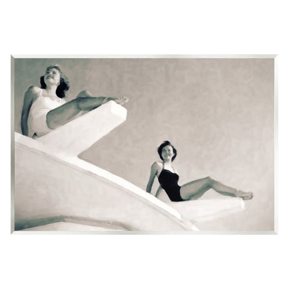 Stupell Industries Girls on Diving Boards Novelty Photography Unframed Art Print Wall Art, 15 x 10