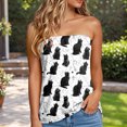 thumbnail image 2 of idosla Womens Smocked Strapless Bandeau Tank Tops Floral Tube Tops Backless Bandeau Tunic Tops Sleeveless Shirts (Beige, L), 2 of 4