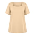 thumbnail image 6 of gakvbuo Plus Size Summer Tops for Womens Plus Solid Color Casual Short Sleeve Square Neckline Tunoc Top T-Shirt, 6 of 6