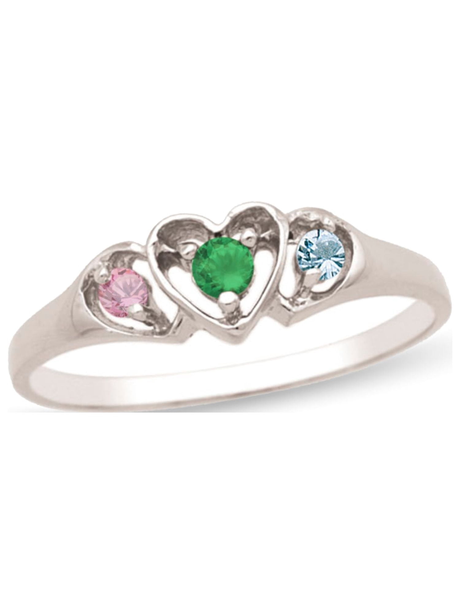 Personalized Daughter's Heart Design Birthstone Ring in 10K Gold by Jewlster