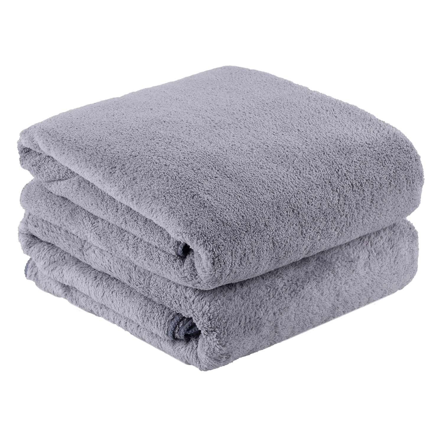 Bath Towels Soft Plush Fleece Bath Towel Set 2 Piece Solid Grey 30 x 60