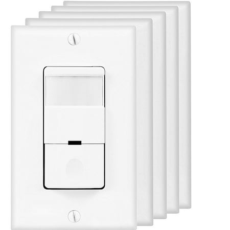 TOPGREENER TDOS5 Occupancy Light Sensor Switch, 500 Watts 1/8 HP Single Pole Free Wall Plate NEUTRAL REQUIRED, White, 5