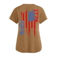 thumbnail image 4 of Plus Size Scrub Tops for Women Usa Flag Print Patriotic Star Short Sleeve Tops V Neck Lightweight Classic Fit Soft Shirts with Pockets, #01 Light Brown, 4XL, 4 of 4