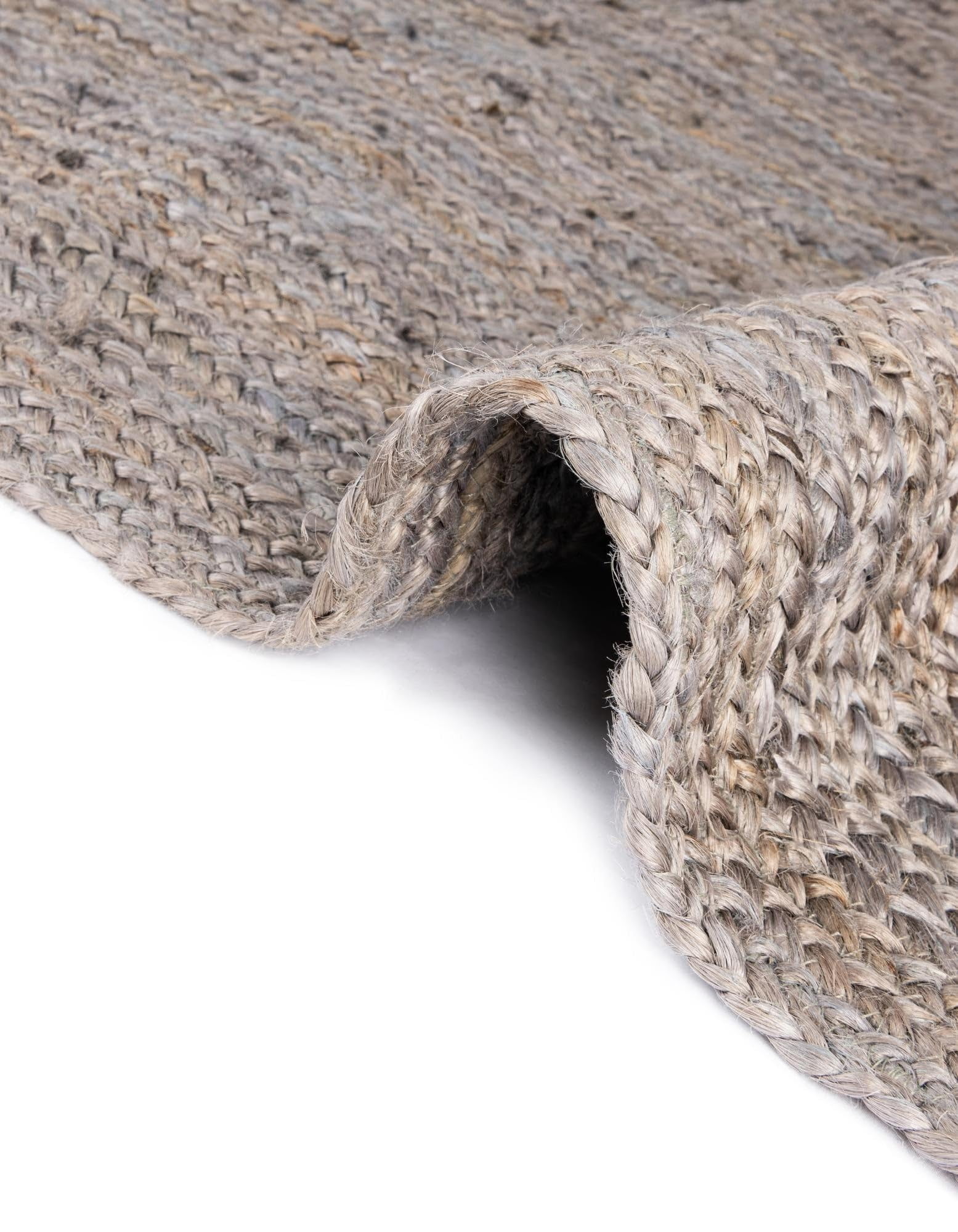 Indian Handmade Braided Pure Gray Jute Area Rug 2 x 2 Feet Round (61 cm x 61 cm), Home Decor Rugs