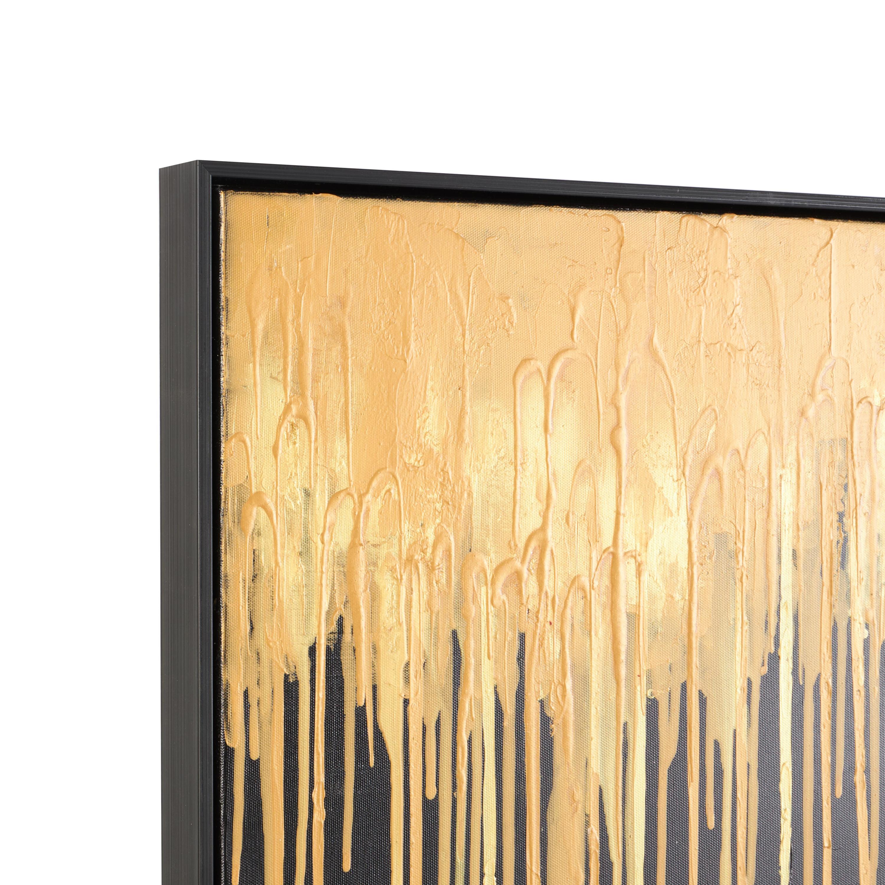 59" x 30" Melting Drip Abstract Framed Wall Art with Black Frame, by DecMode