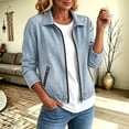 thumbnail image 2 of SONXAHE Womens Lapel Zip Up Lightweight Jacket Long Sleeve Pocket Casual Outerwear Coat, 2 of 5