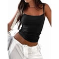 thumbnail image 3 of Sleeveless Camisole Tank Tops for Women Y2K Spaghetti Strap Lace Trim Slim Fit Basic Camisole Shirts ESVI021 Black XL, 3 of 10