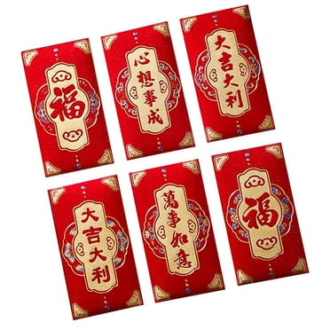 Abbracc 6Pcs Chinese New Year Red Envelopes Festival Money Envelope Red Packet G