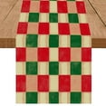 thumbnail image 5 of 1pc Linen 100% red and green gingham Party Decoration, Gift, Holiday Decorations, Room Decor, Scene Decor Dustproof & Wipe Clean Table Runner, 5 of 6