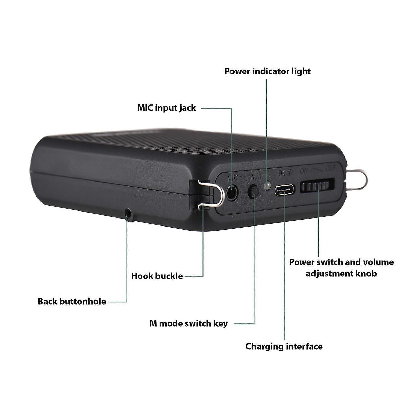 Rechargeable Portable Voice Amplifier with Wired Headset for Teachers, Tour Guides - Anti-howling PA System