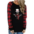 thumbnail image 5 of IROINNID Christmas Shirts for Women Classic Crewneck Plaid Pullover New Year Print Long Sleeve Blouse Tops,Black, 5 of 5