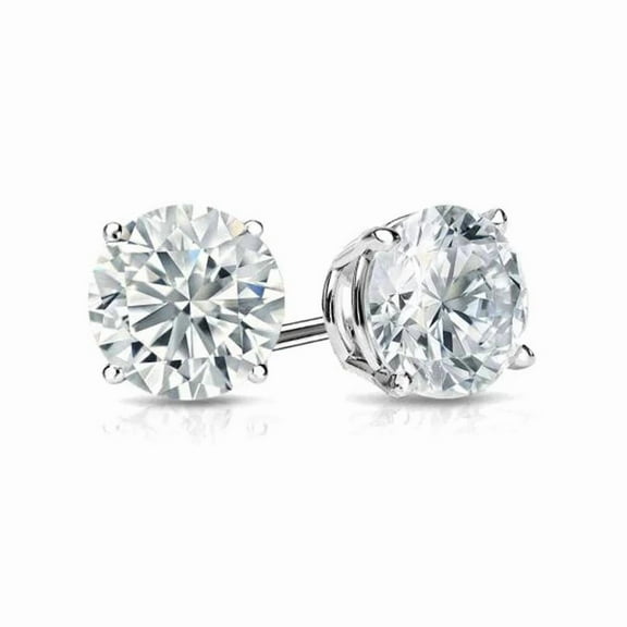 Bonjour Jewelers 10k White Gold Plated Created White Diamond Round Stud Earrings 4mm