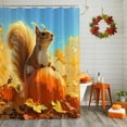thumbnail image 2 of Shower Curtain 72"W x 84"L Fall Squirrel on A Pumpkin Maple Leaves Fabric Shower Curtains Set with Hooks Water Repellent Bathroom Curtains Machine Washable Bathroom Accessories, 2 of 6