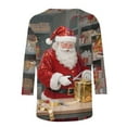 thumbnail image 7 of Xdegoge Merry Christmas Sweatshirts for Women 3/4 Length Sleeve Round Neck Pullover Funny Santa Claus Print Sweatshirt Casual Loose Fitting Blouse Tops, 7 of 7