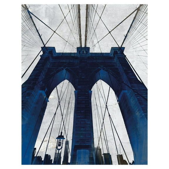 Masterpiece Art Gallery Brooklyn Bridge Blue by GI Artlab Canvas Art Print 22" x 28"