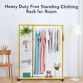 thumbnail image 6 of DSstyles Gold Clothing Rack,Industrial Pipe Clothing Rack with Wood Shelf, Large Space Metal Clothes Garment Rack on Wheels Ideal for Bedroom Living Room Boutique Use 59’’, 6 of 8