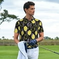 thumbnail image 2 of Kdxio Lavender Flowers Print Men's Short Sleeve Polo Shirt,Midweight Men's Shirt, 2 of 6