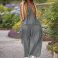 thumbnail image 4 of Fashion Jumpsuit for Women Sleeveless Women's Fashion Summer Breathable Pockets Solid Color Outwear Loose Wide Leg Jumpsuit, 4 of 7