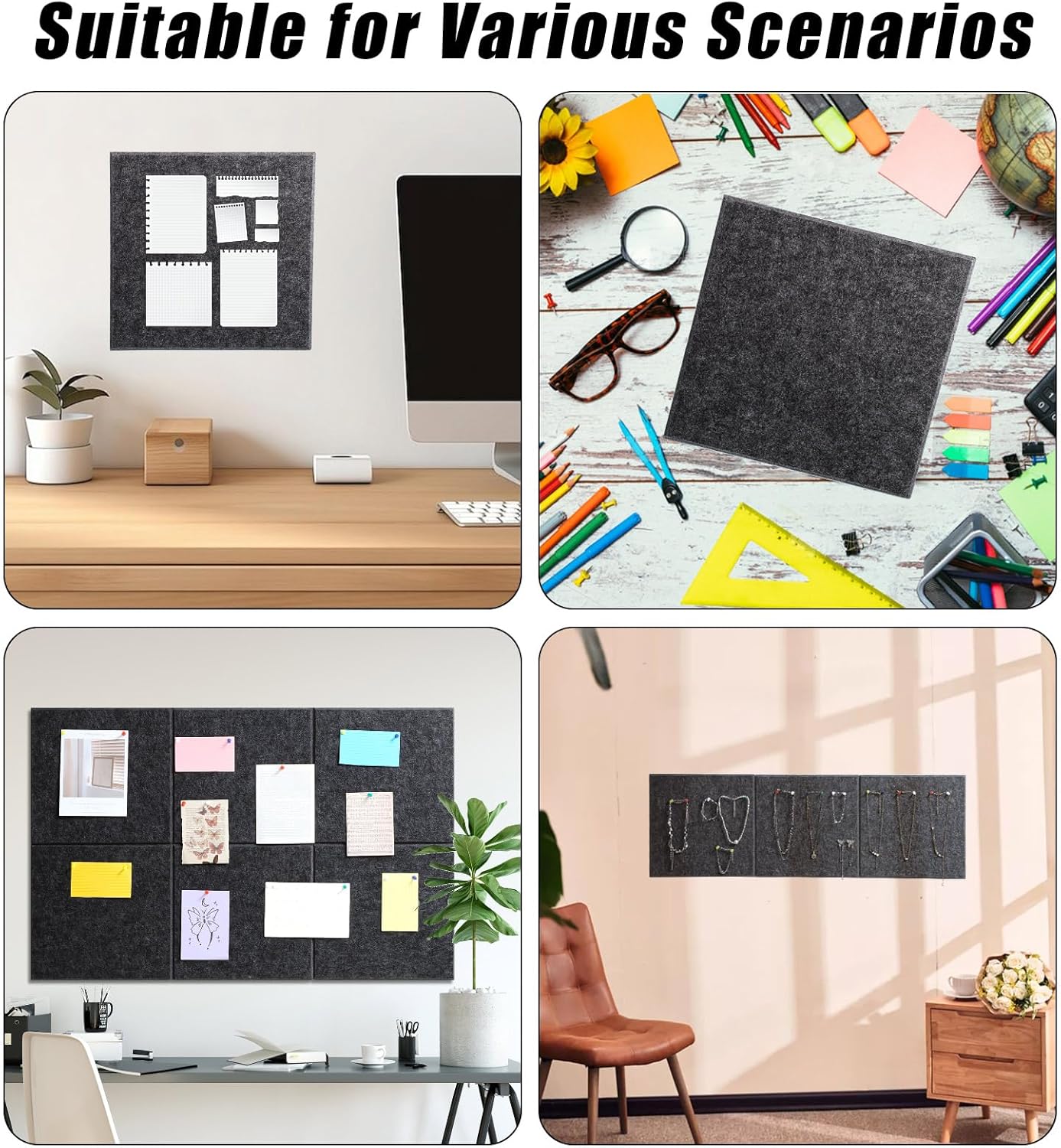 Hapric Black Felt Cork Board Tiles 36x24 with Pushpins photo 7