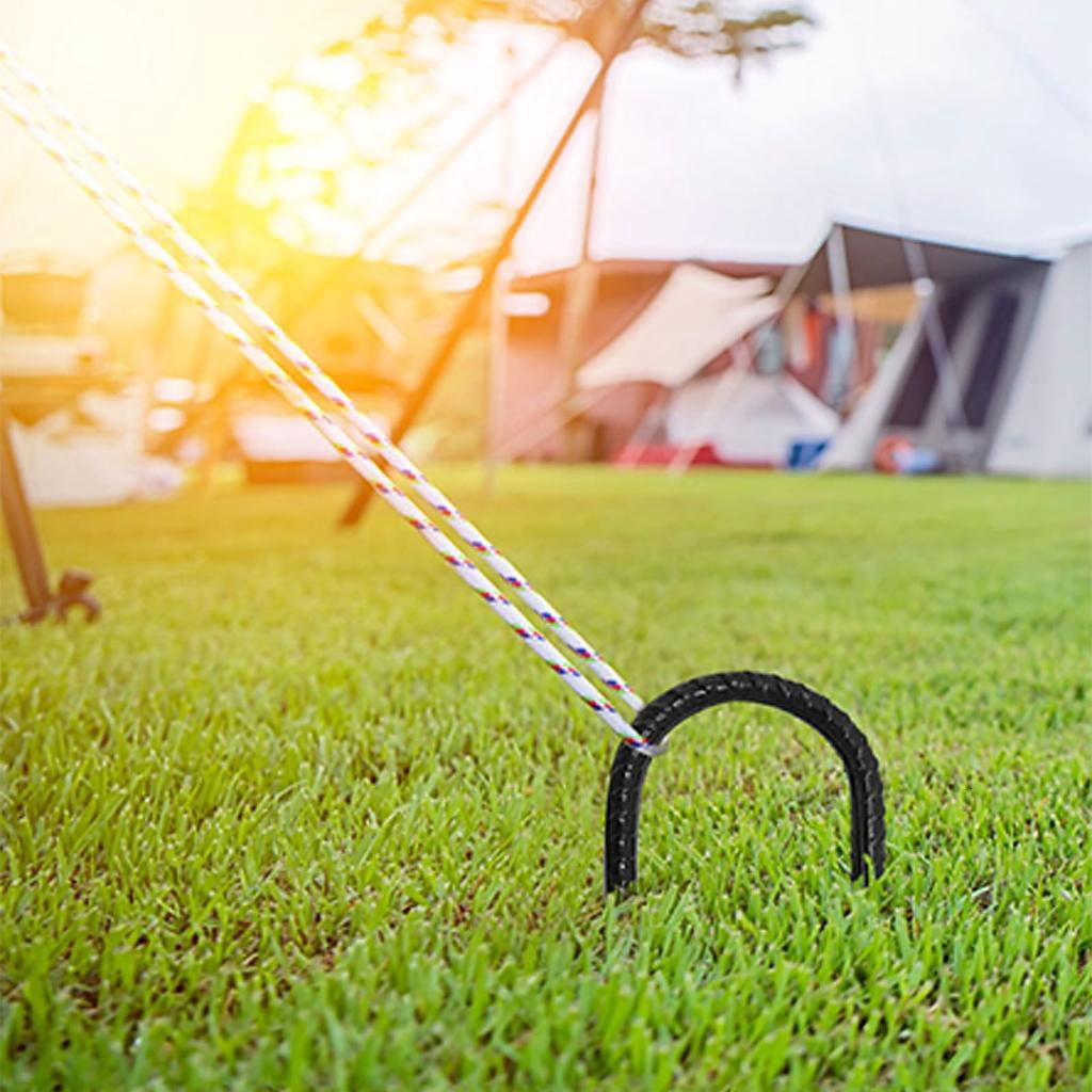Yihuala 8Pieces U Shape Tent Pegs Metal Stakes Ground Anchors Metal Texture for Enhancing Stability Perfect for Outdoor Use