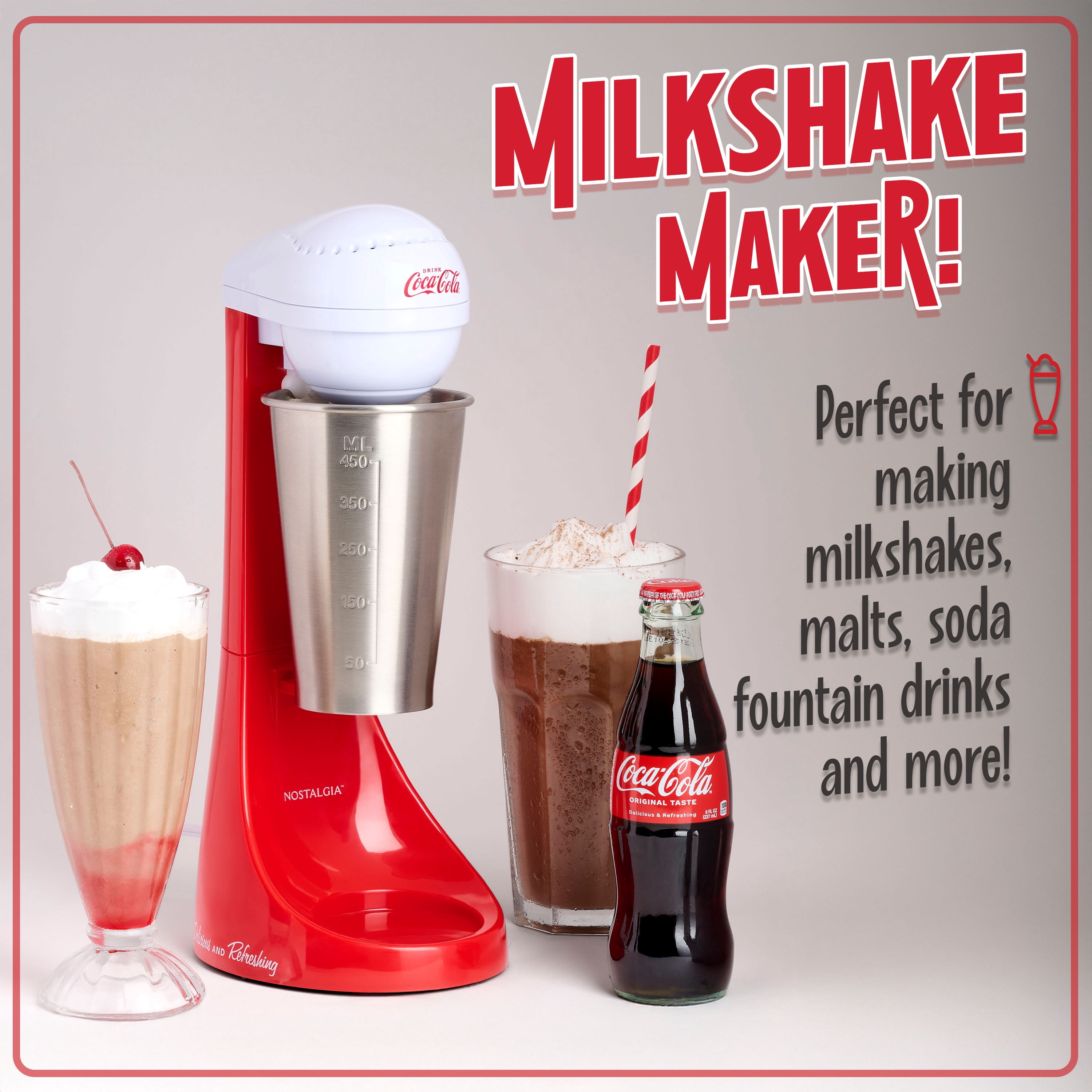 Nostalgia Coca-Cola Two-Speed Milkshake Maker & Malt Machine for