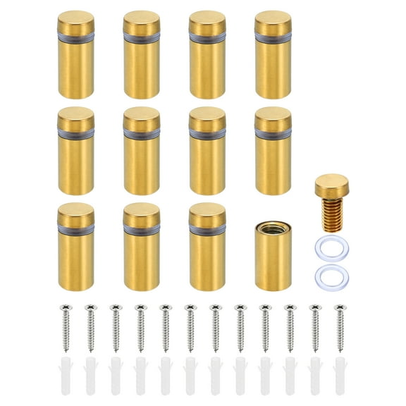 Uxcell 1/2 x 1 Inch Sign Standoff Screws, 12 Set Stainless Steel Wall Standoff, Gold