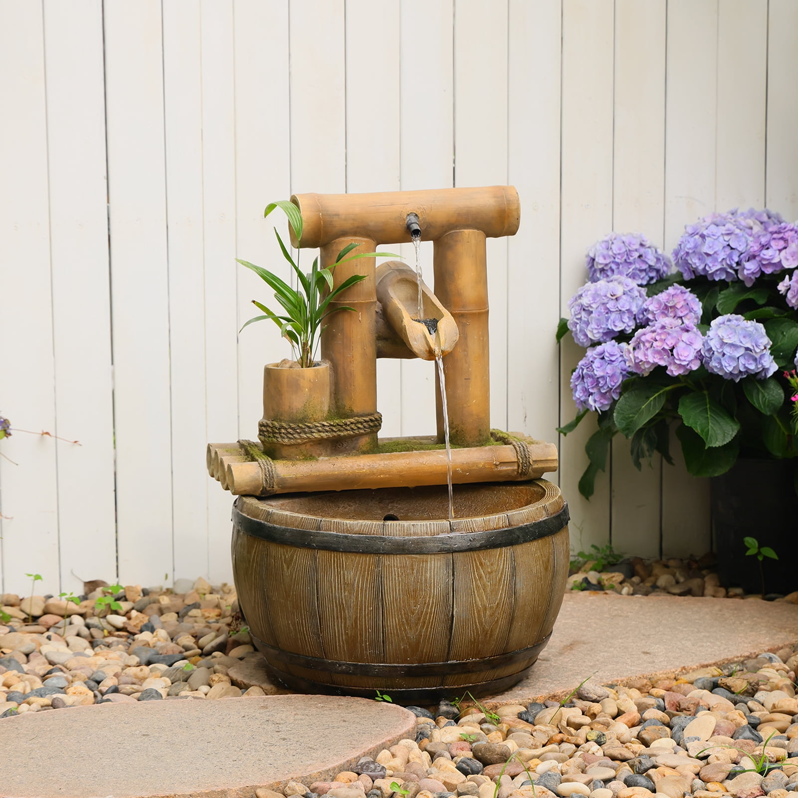 Large Garden Water Features Outdoor Fountains With LED Lights Pump 4 Tier Electric Cascading Waterfall Fountain for Patio, Backyard