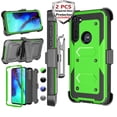 thumbnail image 1 of Case for Moto G Power / Moto G Stylus (2020) / Moto G Pro, [2 Pack Temerped Glass Screen Protector] [Kickstand] Combo Holster Belt Clip [Heavy Duty] Full-Body Rugged Holster Case (Blue), 1 of 8