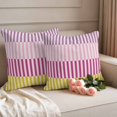 thumbnail image 2 of Colorful Stripe Outdoor Waterproof Pillow Covers, Modern Pink Purple Yellow Vertical Striped Decorative Square Throw Pillowcase Sofa Cushion Sham for Patio/Couch/Chair, 16"x16" 2 Pack, 2 of 8