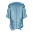 thumbnail image 5 of Dasayo Plus Size Tops for Women Trendy Light Blue 3/4 Sleeve Solid Shirring Hem Dressy Blouses Tees for Women XXXL, 5 of 9