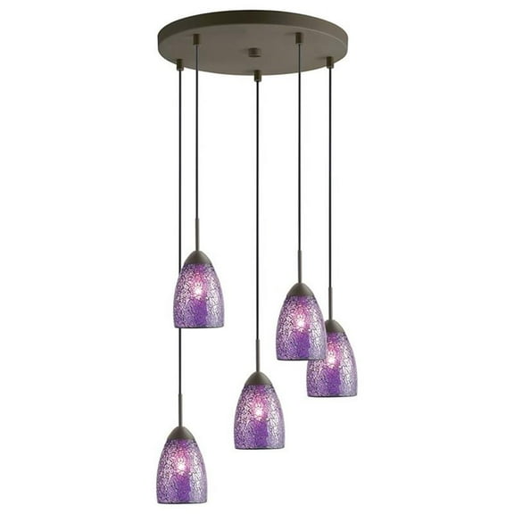 Woodbridge Lighting Venezia 5-Light Glass Cluster Pendant in Bronze/Purple