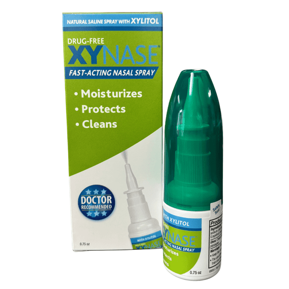Xynase Saline Nasal Spray with Xylitol, Gentle Mist for Dry Nose & Sinus Hydration, Steroid-Free, 0.75 fl oz