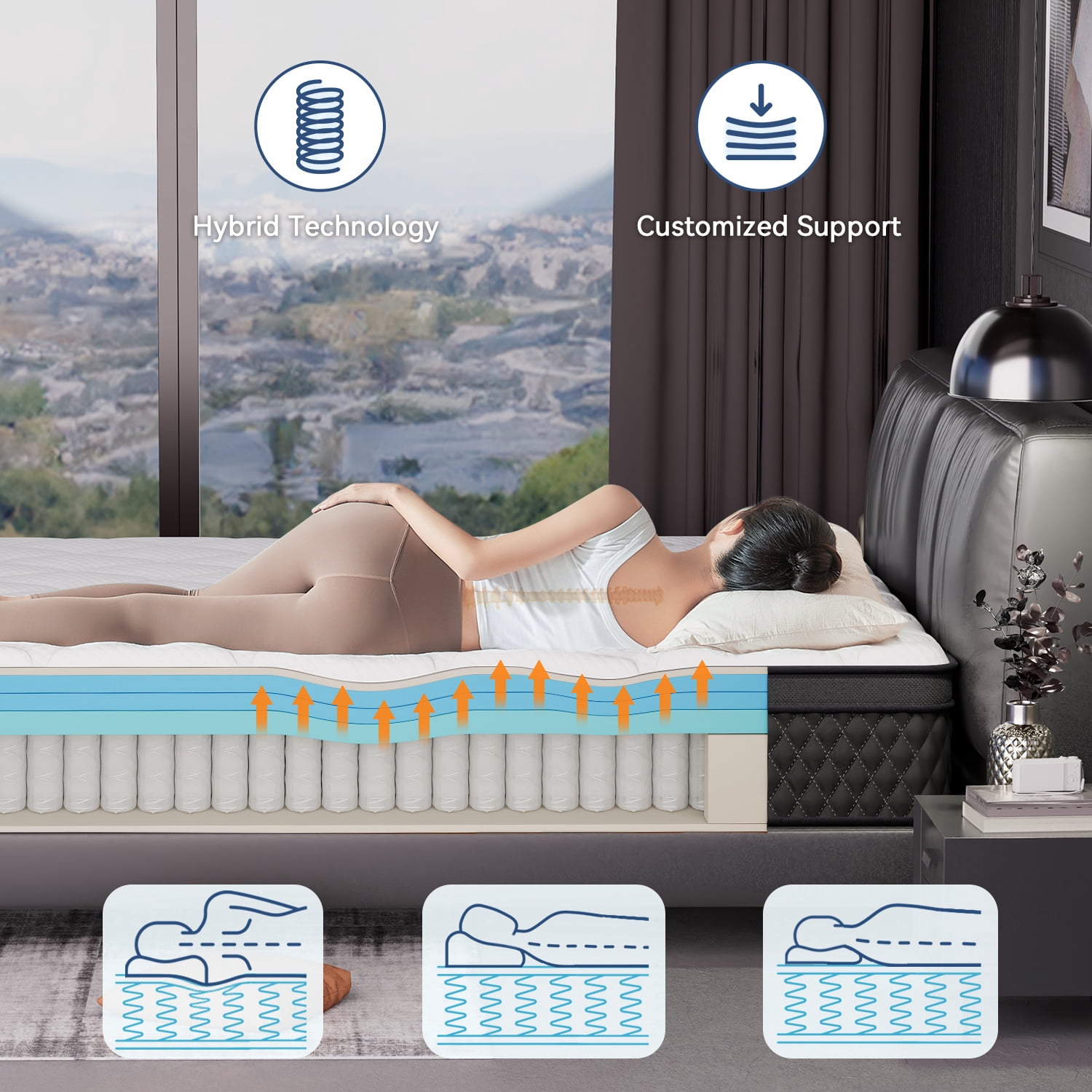 GIANNA Full Size Hybrid Spring Mattress, 12 Inch Medium Firm Mattress with Pocket Coils and Memory Foam, Pressure Relief and Motion Isolation, Breathable and CertiPUR-US Certified