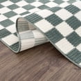 thumbnail image 6 of Hauteloom Kaysar Living Room, Bedroom Machine Washable Area Rug - Square Piles, Checkered - White, Petrol Blue - 9'2" x 12', 6 of 12