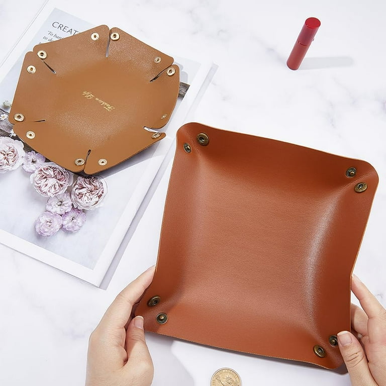 Leather Jewelry Valet Tray | Portable Catchall For Keys & Wallet