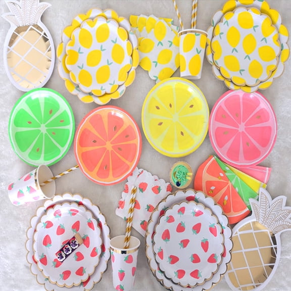 COSMOBETTY Gilding Fruit Lemon Style Paper Napkins 16Pcs for Cocktail Party Tableware Assorted Color