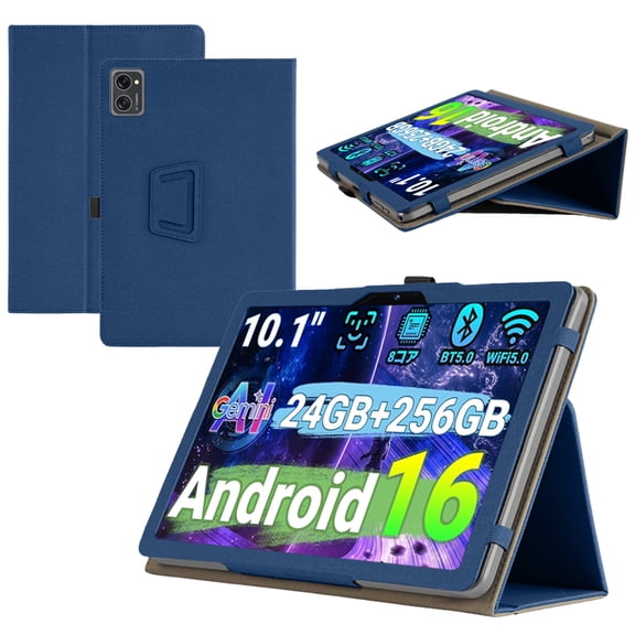 【RUIXH】for TABWEE T20 10.1 inch Tablet Case TABWEE Android 16 Tablet Case Premium PU Leather Lightweight and Portable Built-in Stand and Pen Slot Design With Wrist Strap (BLUE)