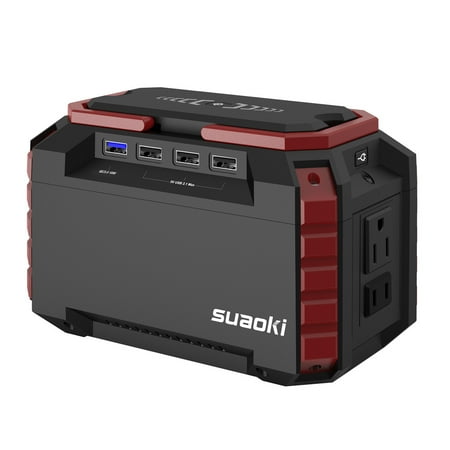 SUAOKI Portable Power Station 150Wh Quiet Gas Free Solar Generator QC3.0 UPS Lithiium Power Supply with Dual 110V AC Outlet, 4 DC Ports, 4 USB Ports, LED Flashlights for Camping Travel CPAP