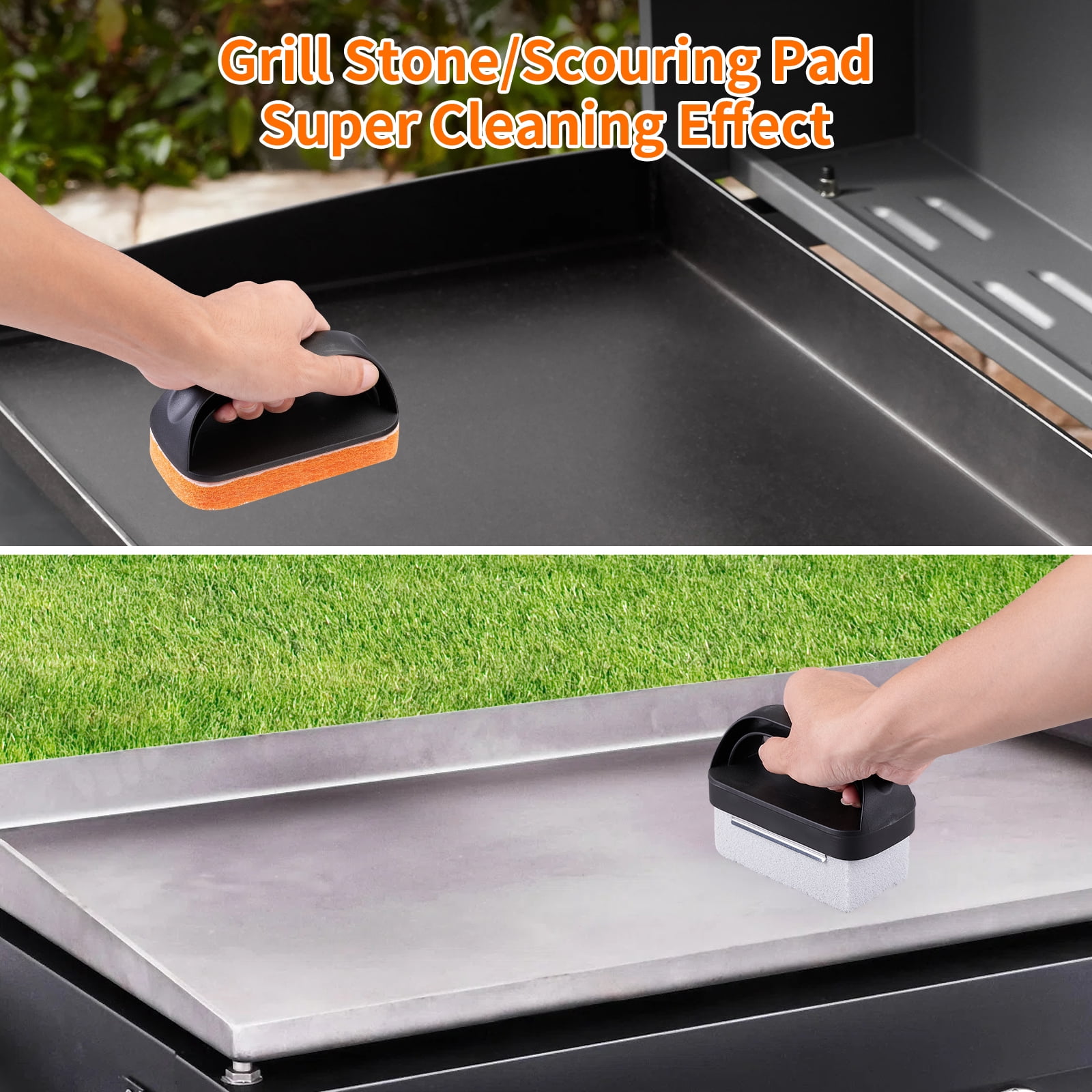 Griddle Cleaning Kit for Blackstone Accessories ,Heat-Resistant Silicone Spatula Mat with Hanger,Flat Top Grill Cleaning Kit Set with Grill Cleaner Stone Brick, Griddle Scraper&Scouring Pads(18 Pack)