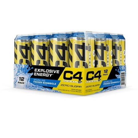 (Exp 07/2025) C4 Performance Energy Drink  Frozen Bombsicle Flavor  Zero Sugar  Carbonated  16oz can (12 Pack)