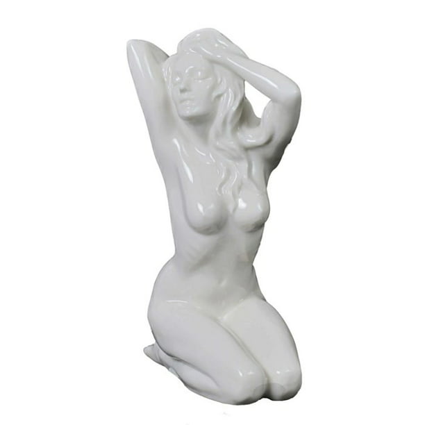 Black porcelain statues nude woman 5 88 Inch Fine Porcelain Nude Female Statue Figurine On Knees White Walmart Com Walmart Com