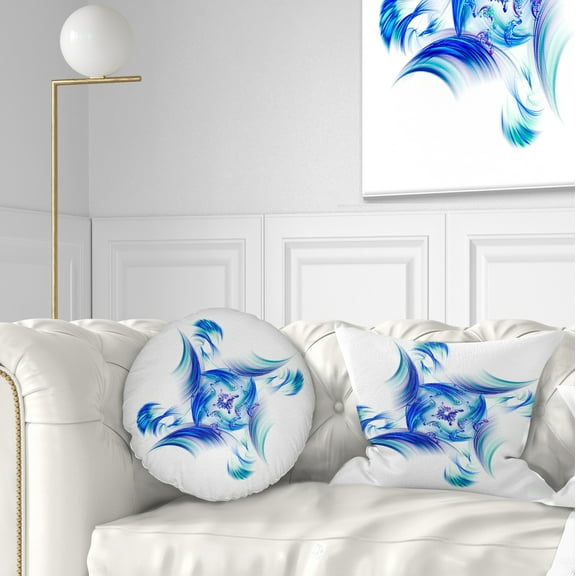 Designart 12" x 20" Blue Polyester Throw Pillow