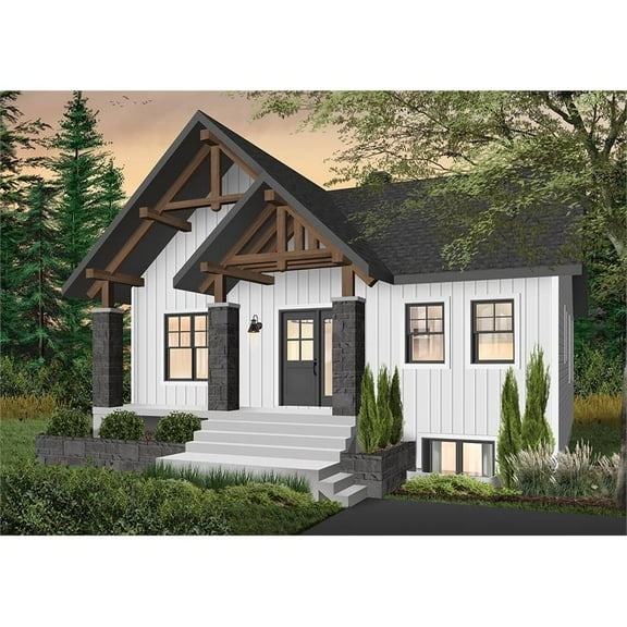 The House Designers: THD-7309 Builder-Ready Blueprints to Build a Compact Inverted Living Craftsman House Plan with Finished Basement Foundation (5 Printed Sets)